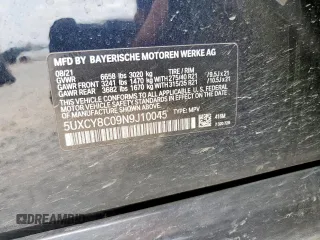 2022 BMW X6 M50i z VIN 5UXCY8C09N9J10045, wystawiony jako Copart lot #57225715 z przebiegiem 54 024 mil mil oraz Szkoda całkowita • Salvage title. Historia ofert i sprzedaży dostępna na DreamBid. Obrazek 14.