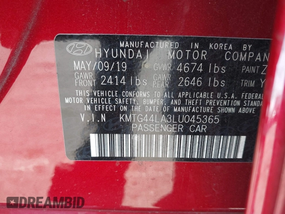 2020 Genesis G70 2.0T z VIN KMTG44LA3LU045365, wystawiony jako IAAI lot #41651427 z przebiegiem 33 333 mil mil oraz . Historia ofert i sprzedaży dostępna na DreamBid. Obrazek 9.