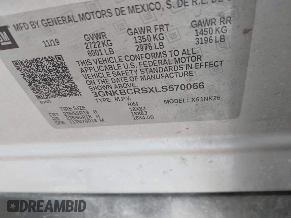 2020 Chevrolet Blazer LT z VIN 3GNKBCRSXLS570066, wystawiony jako IAAI lot #42140439 z przebiegiem 187 034 mil mil oraz . Historia ofert i sprzedaży dostępna na DreamBid. Obrazek 9.