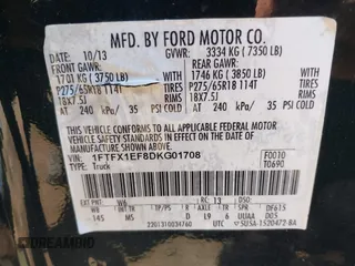 2013 Ford F-150 XL z VIN 1FTFX1EF8DKG01708, wystawiony jako IAAI lot #42091836 z przebiegiem 233 588 mil mil oraz . Historia ofert i sprzedaży dostępna na DreamBid. Obrazek 9.