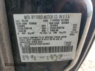 2003 Ford F-350 XL с VIN 1FTWX33P73EC30402, выставлен на аукционе Copart как лот 60824535 с пробегом Не указан миль и Списание • Salvage title. История ставок и продаж доступна на DreamBid. Изображение 12.