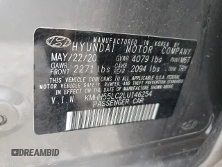 2020 Hyundai Elantra GT N Line with VIN KMHH55LC2LU146254, listed as a Copart auction lot 59565704 with 47,049 mi miles and Non Repairable. Bid and sale history available at carsss.com. Image 13.