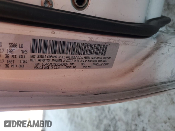 2018 Jeep Cherokee Latitude Plus with VIN 1C4PJMLX8JD549497, listed as a Copart auction lot 59766055 with 78,563 mi miles and Salvage title. Bid and sale history available at DreamBid. Image 13.