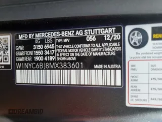 2021 Mercedes-Benz G 550 with VIN W1NYC6BJ8MX383601, listed as a Copart auction lot 74390754 with Not Provided miles and Non Repairable. Bid and sale history available at DreamBid. Image 14.