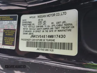 2004 Infiniti G35 w/Leather with VIN JNKCV54E14M817430, listed as a IAAI auction lot 42202662 with 178,626 mi miles and . Bid and sale history available at DreamBid. Image 9.