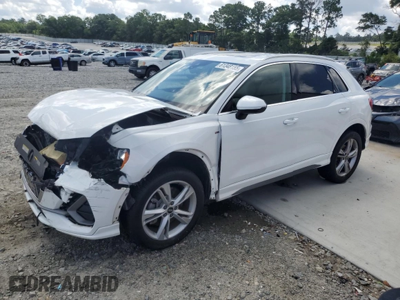 2021 Audi Q3 S line Premium with VIN WA1DECF37M1028653, listed as a Copart auction lot 61348155 with 42,322 mi miles and Salvage title. Bid and sale history available at DreamBid. Image 1.