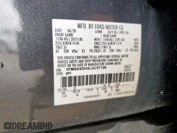 2020 Ford Explorer XLT z VIN 1FMSK8DH4LGC57106, wystawiony jako Copart lot #51095205 z przebiegiem 122 153 mil mil oraz Szkoda całkowita • Salvage title. Historia ofert i sprzedaży dostępna na DreamBid. Obrazek 13.