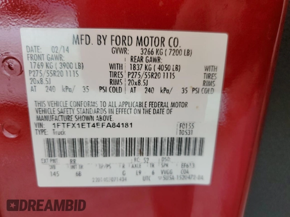 2014 Ford F-150 XL z VIN 1FTFX1ET4EFA84181, wystawiony jako Copart lot #56609195 z przebiegiem 166 236 mil mil oraz Szkoda całkowita • Salvage title. Historia ofert i sprzedaży dostępna na DreamBid. Obrazek 12.