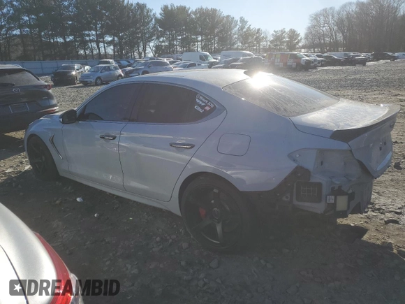 2019 Genesis G70 3.3T Advanced with VIN KMTG34LE4KU014808, listed as a Copart auction lot 87353044 with 57,050 mi miles and Salvage Title. Bid and sale history available at carsss.com. Image 2.