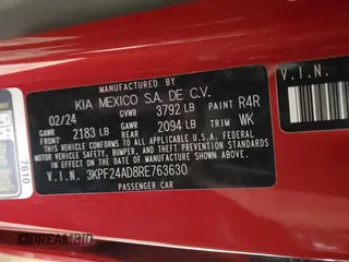 2024 Kia Forte LXS with VIN 3KPF24AD8RE763630, listed as a Copart auction lot 51817935 with 21,424 mi miles and Non Repairable. Bid and sale history available at carsss.com. Image 13.