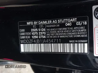 2018 Mercedes-Benz E-Class E 300 with VIN WDDZF4JB1JA454711, listed as a IAAI auction lot 41730604 with 127,985 mi miles. Bid and sale history available at carsss.com. Image 9.