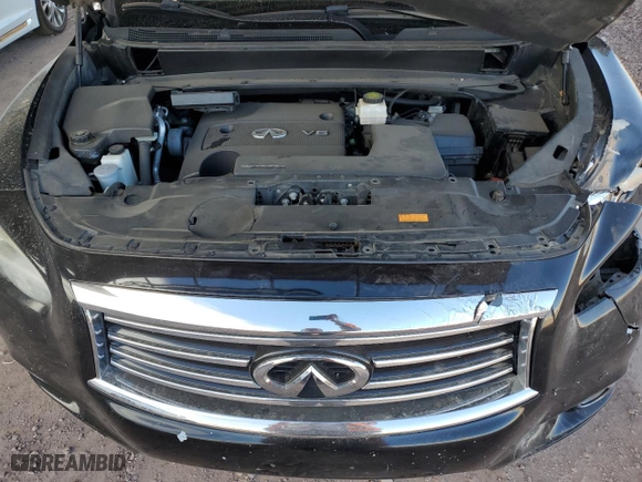 2013 Infiniti JX35 with VIN 5N1AL0MM3DC332104, listed as a Copart auction lot 48038505 with 107,630 mi miles and Salvage Title. Bid and sale history available at carsss.com. Image 12.