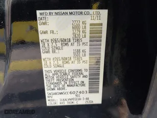 2012 Nissan Pathfinder LE with VIN 5N1AR1NN5CC607403, listed as a IAAI auction lot 41813677 with 217,854 mi miles. Bid and sale history available at carsss.com. Image 9.