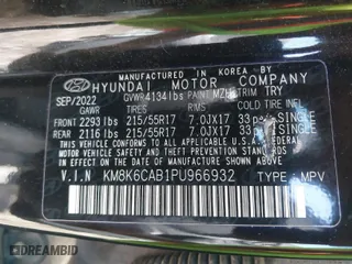 2023 Hyundai Kona SEL with VIN KM8K6CAB1PU966932, listed as a IAAI auction lot 41801728 with 13,316 mi miles. Bid and sale history available at carsss.com. Image 9.