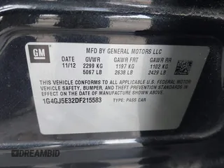2013 Buick LaCrosse Touring with VIN 1G4GJ5E32DF215583, listed as a IAAI auction lot 42125132 with 118,602 mi miles and . Bid and sale history available at DreamBid. Image 9.
