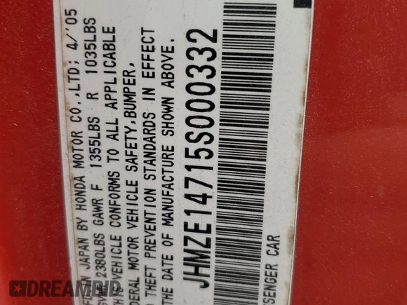 2005 Honda Insight z VIN JHMZE14715S000332, wystawiony jako Copart lot #56385575 z przebiegiem 274 229 mil mil oraz Szkoda całkowita • Salvage title. Historia ofert i sprzedaży dostępna na DreamBid. Obrazek 13.