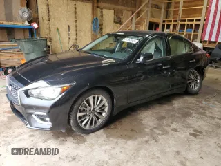 2021 Infiniti Q50 Luxe with VIN JN1EV7BR0MM752259, listed as a Copart auction lot 50963045 with 28,620 mi miles and Salvage title. Bid and sale history available at DreamBid. Image 1.