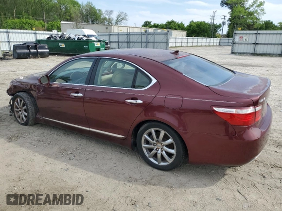 2008 Lexus LS 460 with VIN JTHBL46F285079509, listed as a Copart auction lot 52600035 with 208,811 mi miles and Clean Title. Bid and sale history available at carsss.com. Image 2.