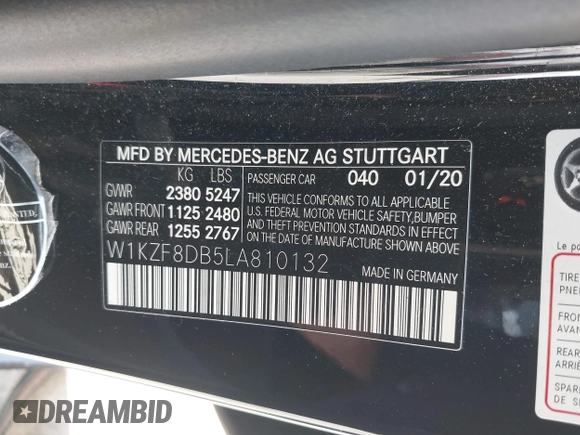 2020 Mercedes-Benz E-Class E 350 with VIN W1KZF8DB5LA810132, listed as a IAAI auction lot 41938087 with 66,645 mi miles. Bid and sale history available at carsss.com. Image 9.