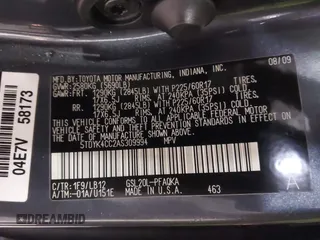 2010 Toyota Sienna XLE with VIN 5TDYK4CC2AS309994, listed as a IAAI auction lot 41487495 with 0 mi miles. Bid and sale history available at carsss.com. Image 9.