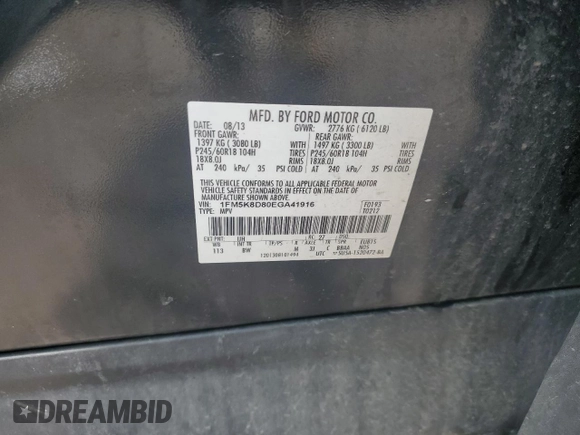 2014 Ford Explorer XLT z VIN 1FM5K8D80EGA41916, wystawiony jako Copart lot #59797115 z przebiegiem 161 617 mil mil oraz Czysty tytuł • Clean title. Historia ofert i sprzedaży dostępna na DreamBid. Obrazek 13.