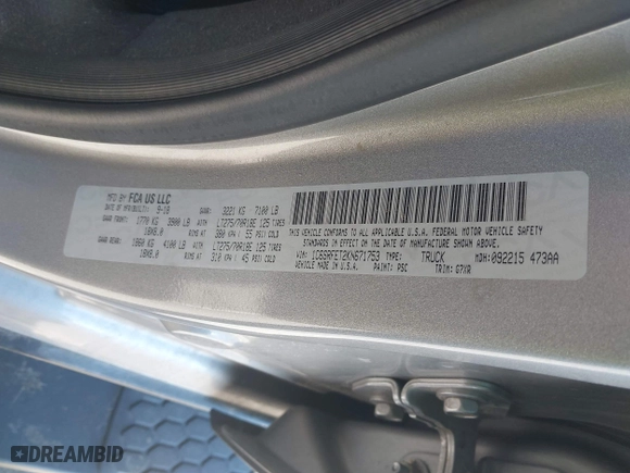 2019 Ram 1500 Rebel with VIN 1C6SRFET2KN671753, listed as a IAAI auction lot 41889166 with 72,883 mi miles. Bid and sale history available at carsss.com. Image 9.