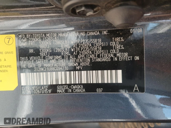 2008 Lexus RX with VIN 2T2HK31U88C094710, listed as a Copart auction lot 52443055 with 314,106 mi miles and Salvage Title. Bid and sale history available at carsss.com. Image 13.