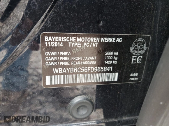 2015 BMW 7 Series 750i xDrive with VIN WBAYB6C56FD965841, listed as a Copart auction lot 48748145 with 102,305 mi miles and Salvage Title. Bid and sale history available at carsss.com. Image 15.