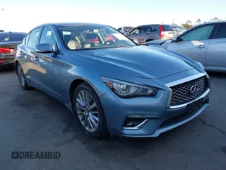 2019 Infiniti Q50 3.0t LUXE with VIN JN1EV7AP5KM515439, listed as a IAAI auction lot 41755464 with 53,685 mi miles. Bid and sale history available at carsss.com. Image 1.