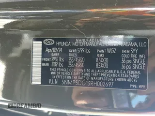2024 Hyundai Santa Fe Hybrid Calligraphy with VIN 5NMP5DG13RH002697, listed as a Copart auction lot 77316354 with 3,991 mi miles and Salvage Title. Bid and sale history available at carsss.com. Image 13.
