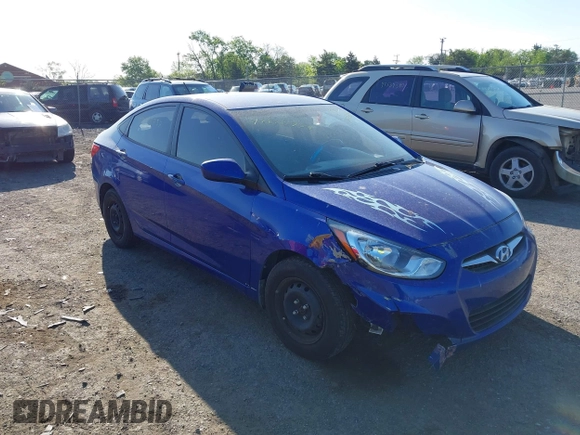 2012 Hyundai Accent GLS with VIN KMHCT4AE5CU207207, listed as a IAAI auction lot 42153757 with 163,278 mi miles. Bid and sale history available at carsss.com. Image 1.