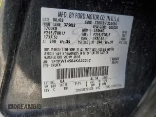2004 Ford F-150 XLT with VIN 1FTPW14584KA53242, listed as a Copart auction lot 46935315 with 281,610 mi miles and Salvage Title. Bid and sale history available at carsss.com. Image 12.