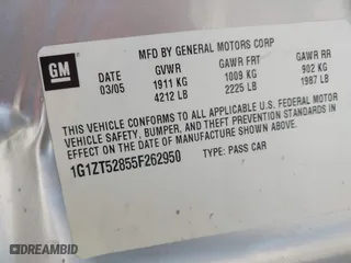 2005 Chevrolet Malibu LS with VIN 1G1ZT52855F262950, listed as a IAAI auction lot 41798531 with 56,722 mi miles. Bid and sale history available at carsss.com. Image 9.