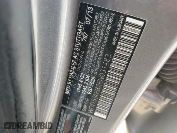 2014 Mercedes-Benz CLA 250 с VIN WDDSJ4EB2EN031483, выставлен на аукционе Copart как лот 59310925 с пробегом Не указан миль и Списание • Salvage title. История ставок и продаж доступна на DreamBid. Изображение 12.