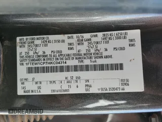 2017 Ford F-150 XL с VIN 1FTEW1CP7HKC04314, выставлен на аукционе Copart как лот 54002185 с пробегом Не указан миль и Чистый • Clean title. История ставок и продаж доступна на DreamBid. Изображение 12.