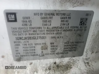 2016 Chevrolet Trax LS z VIN 3GNCJKSB3GL275001, wystawiony jako Copart lot #58229945 z przebiegiem 125 791 mil mil oraz Tytuł czysty. Historia ofert i sprzedaży dostępna na DreamBid. Obrazek 12.