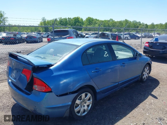 2006 Honda Civic LX with VIN JHMFA16586S000128, listed as a IAAI auction lot 42138350 with 127,253 mi miles and . Bid and sale history available at DreamBid. Image 4.