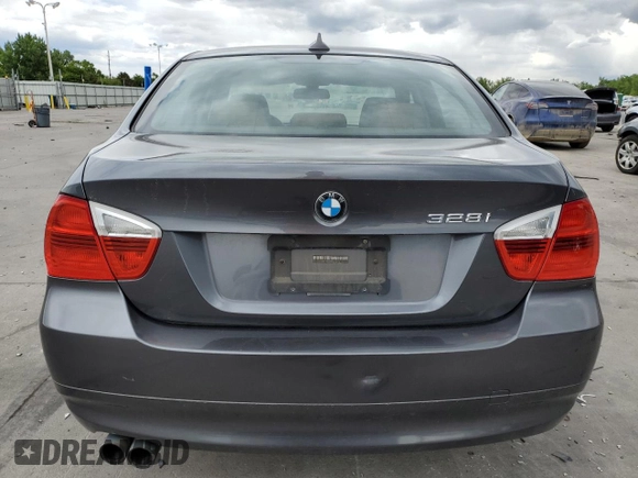 2008 BMW 3 Series 328i with VIN WBAVA33508P142196, listed as a Copart auction lot 57617965 with 129,798 mi miles and Salvage title. Bid and sale history available at DreamBid. Image 6.