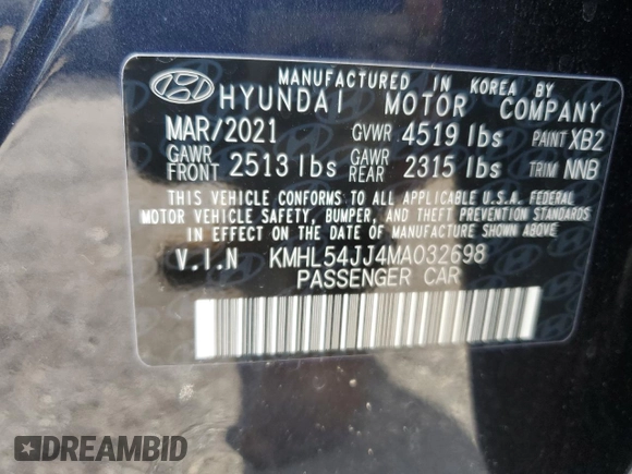2021 Hyundai Sonata Hybrid Limited with VIN KMHL54JJ4MA032698, listed as a Copart auction lot 65783573 with 24,225 mi miles. Bid and sale history available at carsss.com. Image 15.