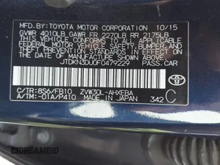 2015 Toyota Prius Four with VIN JTDKN3DU0F0479229, listed as a IAAI auction lot 42063782 with 203,501 mi miles and . Bid and sale history available at DreamBid. Image 9.