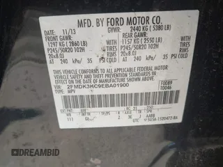 2014 Ford Edge Limited with VIN 2FMDK3KC9EBA01900, listed as a IAAI auction lot 41661823 with 211,598 mi miles. Bid and sale history available at carsss.com. Image 9.