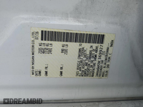 2017 Nissan Maxima S with VIN 1N4AA6AP2HC369927, listed as a Copart auction lot 42702455 with 139,561 mi miles and Salvage Title. Bid and sale history available at DreamBid. Image 12.