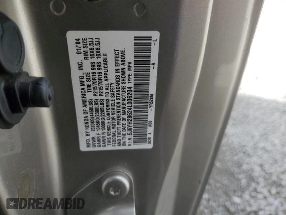 2004 Honda Element EX with VIN 5J6YH28624L006204, listed as a Copart auction lot 48951705 with 187,840 mi miles and Salvage Title. Bid and sale history available at DreamBid. Image 15.