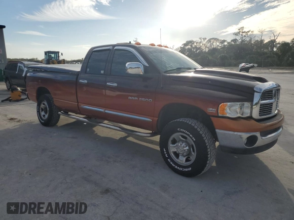 2005 Dodge 2500 SLT with VIN 3D7KS28D35G750040, listed as a Copart auction lot 42591365 with 105,523 mi miles and Salvage Title. Bid and sale history available at carsss.com. Image 4.