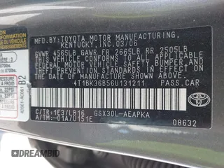 2006 Toyota Avalon XL with VIN 4T1BK36B56U131211, listed as a IAAI auction lot 42069278 with 186,222 mi miles and . Bid and sale history available at carsss.com. Image 9.