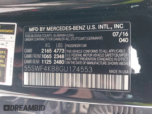 2016 Mercedes-Benz C 300 Luxury with VIN 55SWF4KB8GU174553, listed as a IAAI auction lot 41738974 with 106,683 mi miles and . Bid and sale history available at carsss.com. Image 9.