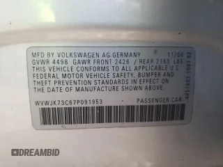 2007 Volkswagen Passat z VIN WVWJK73C67P091953, wystawiony jako Copart lot #71423974 z przebiegiem 73 153 mil mil oraz Czysty tytuł • Clean title. Historia ofert i sprzedaży dostępna na DreamBid. Obrazek 12.