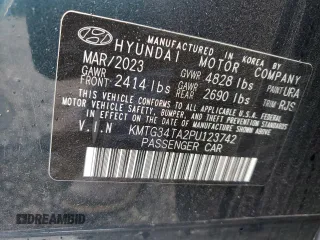 2023 Genesis G70 2.0T with VIN KMTG34TA2PU123742, listed as a Copart auction lot 58624065 with 41,929 mi miles and Salvage title. Bid and sale history available at DreamBid. Image 12.