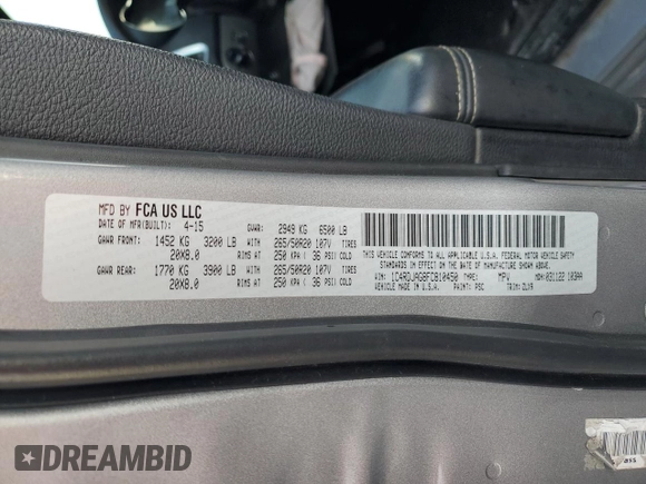 2015 Dodge Durango SXT with VIN 1C4RDJAG8FC810450, listed as a Copart auction lot 48886965 with 184,992 mi miles and Salvage Title. Bid and sale history available at carsss.com. Image 14.