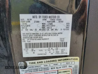 2010 Ford F-150 XL с VIN 1FTFW1EV4AFA25517, выставлен на аукционе Copart как лот 60453035 с пробегом 249 305 миль миль и Чистый • Clean title. История ставок и продаж доступна на DreamBid. Изображение 12.